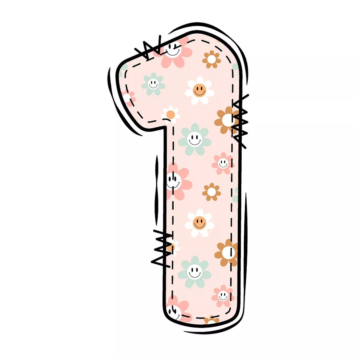 groovy-doodle-smiley-flowers-1-fabric-panel Groovy Doodle Smiley Flowers ”1” Fabric Panel