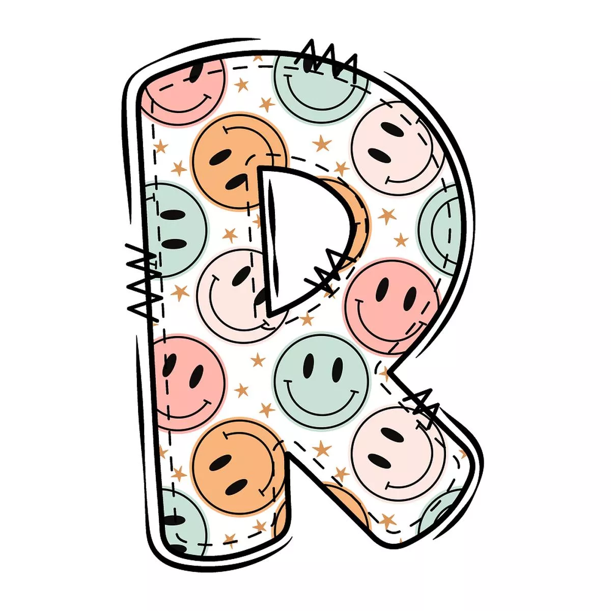 groovy-doodle-smiley-r-fabric-panel Groovy Doodle Smiley ”R” Fabric Panel