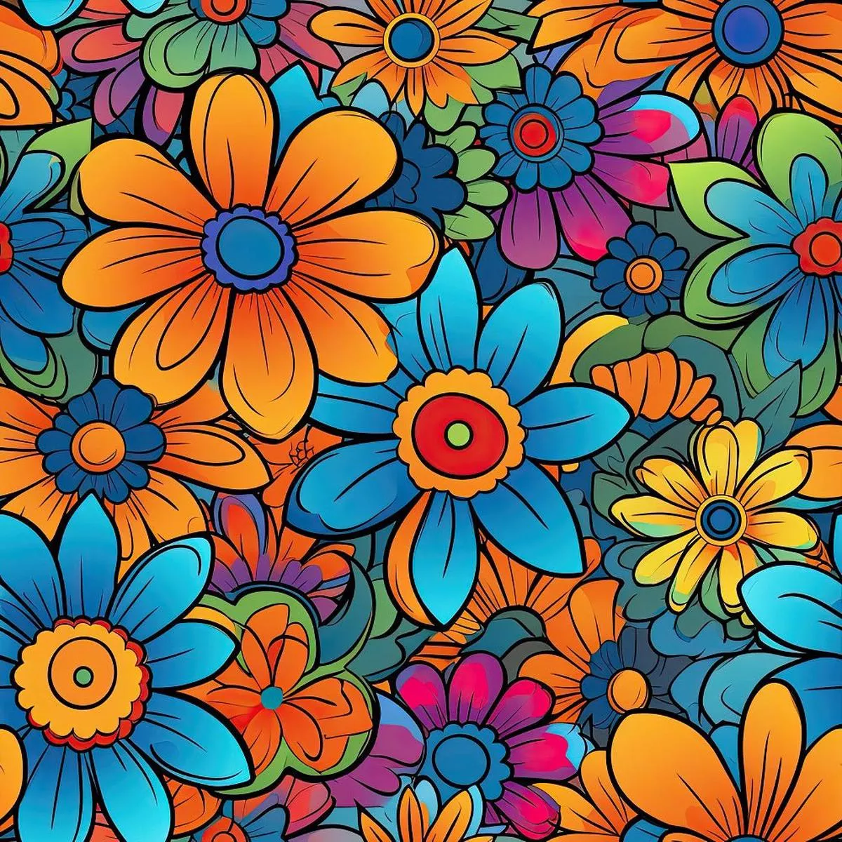 groovy-flowers-pattern-9-fabric Groovy Flowers Pattern #9 Fabric