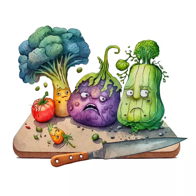 grumpy-vegetables-scene-1-fabric-panel Grumpy Vegetables Scene #1 Fabric Panel
