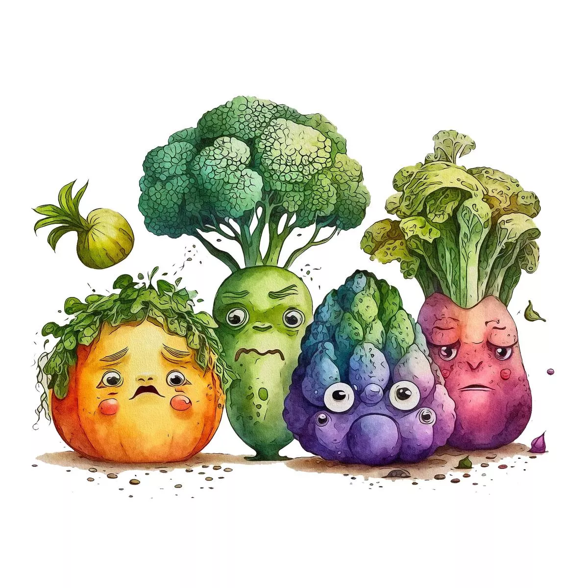 grumpy-vegetables-scene-2-fabric-panel Grumpy Vegetables Scene #2 Fabric Panel