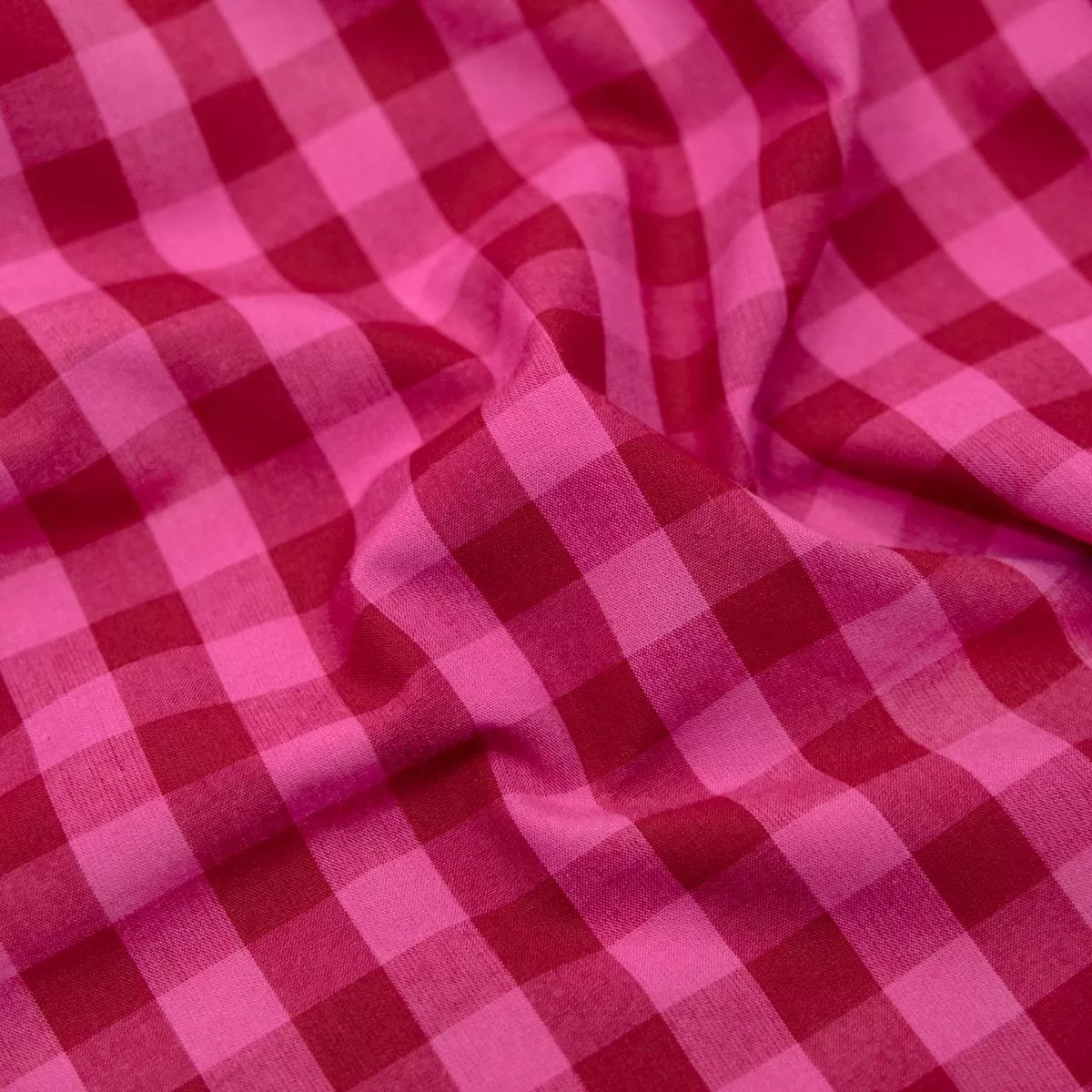 Gumball Gingham Cotton Shirting – Raspberry/Punch