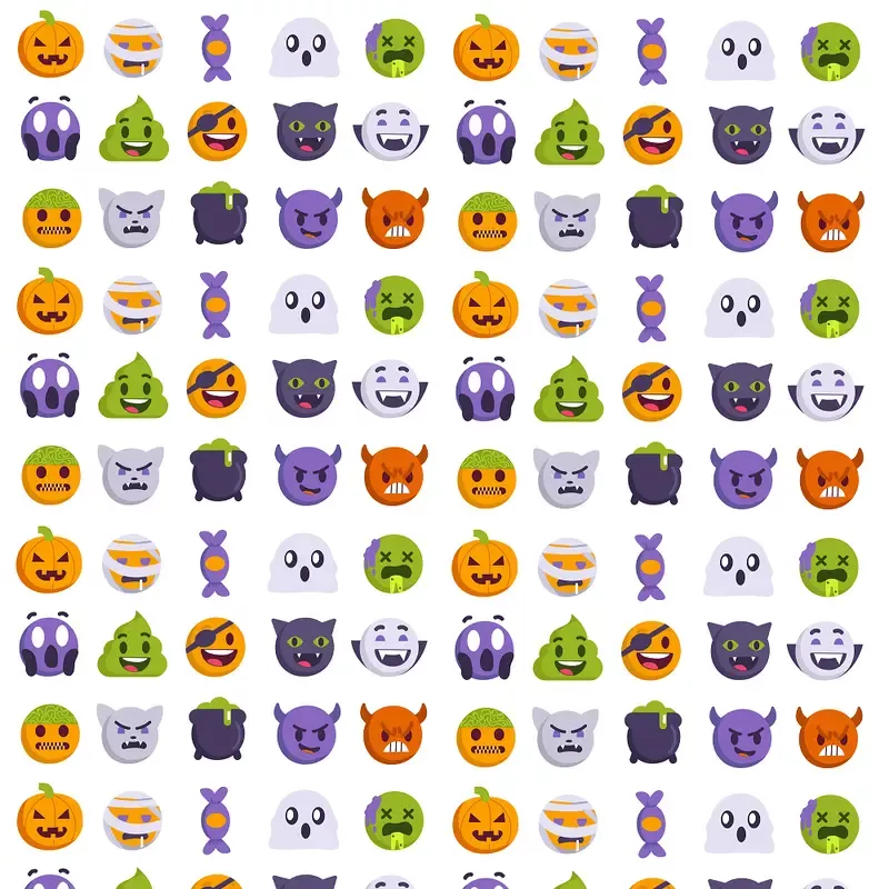 halloween-emojis-fabric-white Halloween Emojis Fabric – White