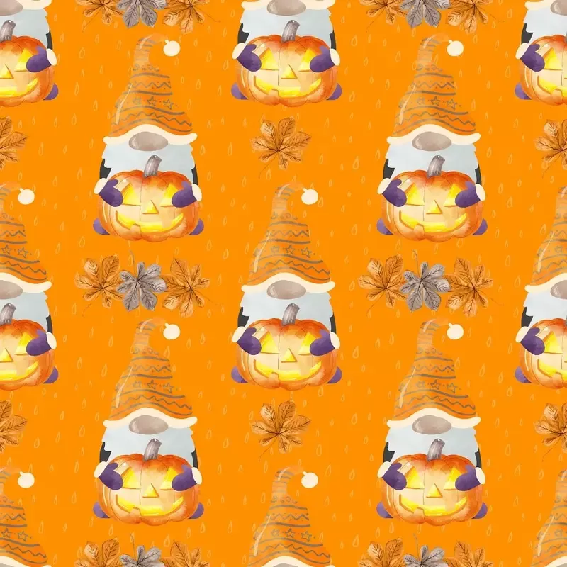 halloween-gnomes-pumpkins-fabric-orange Halloween Gnomes Pumpkins Fabric – Orange
