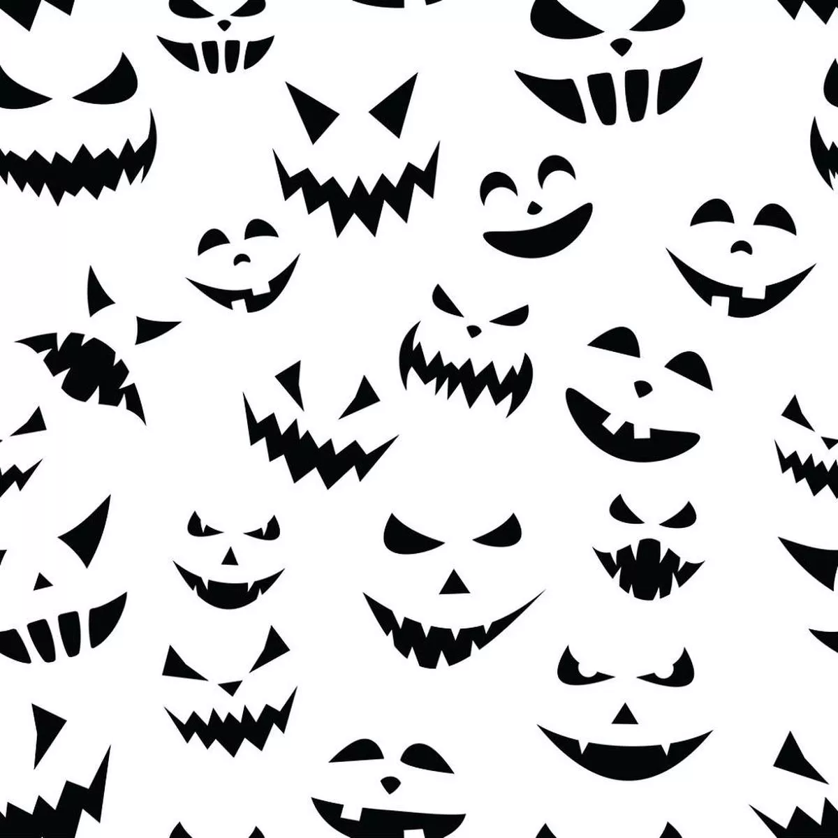 Halloween Pumpkin Faces Fabric – White