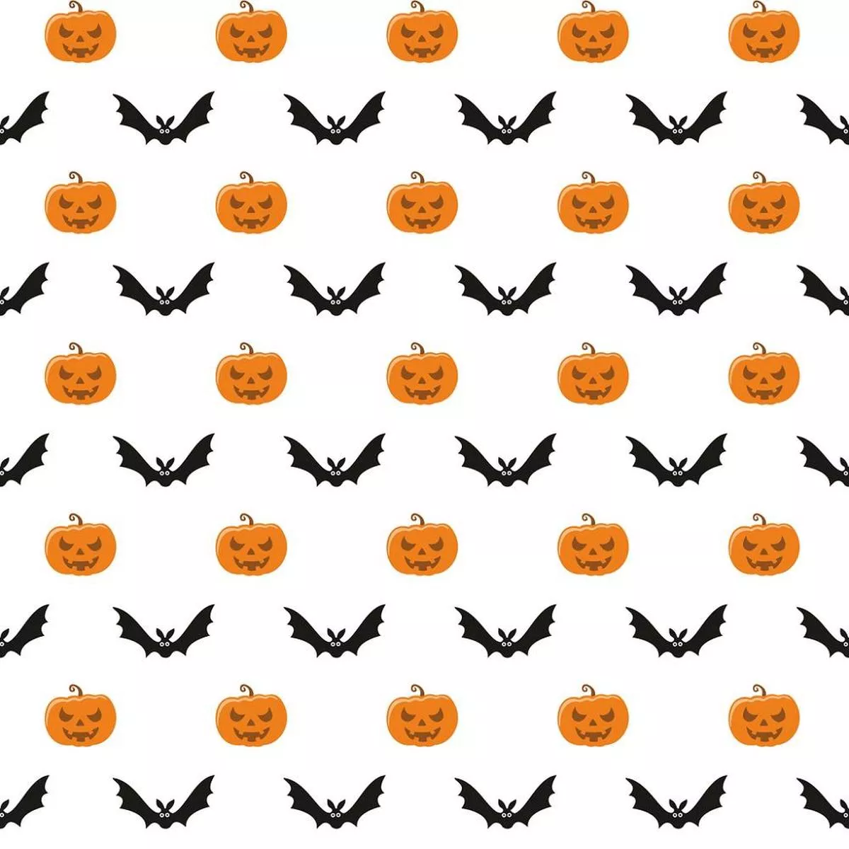 halloween-pumpkins-bats-fabric-white Halloween Pumpkins & Bats Fabric – White