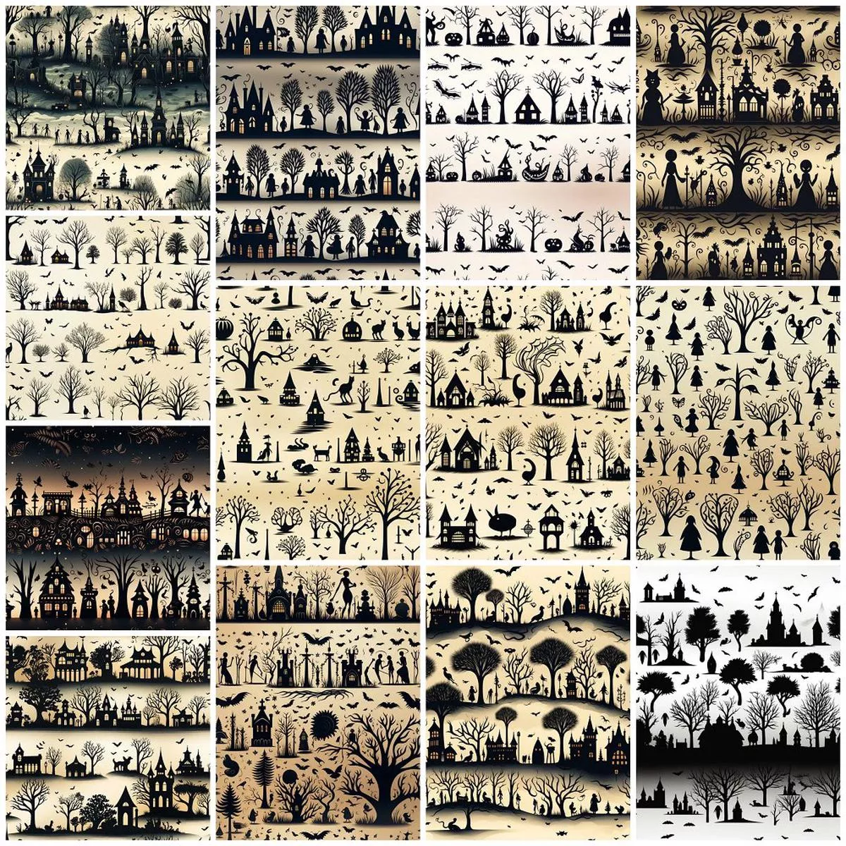 Halloween Silhouettes Fat Quarter Bundle – 13 Pieces