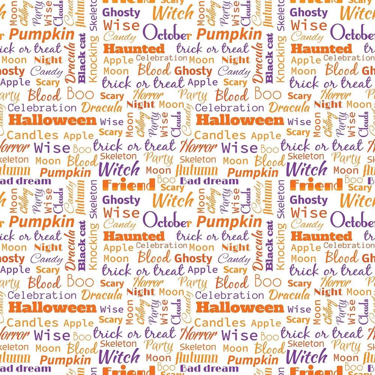 halloween-theme-word-fabric Halloween Theme Word Fabric
