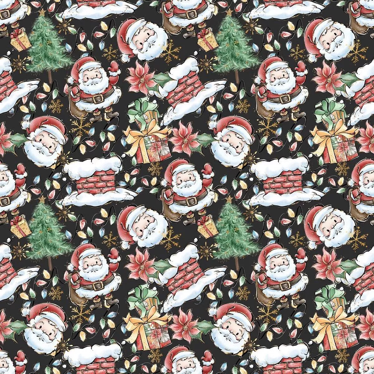 hand-drawn-christmas-elements-fabric-black Hand Drawn Christmas Elements Fabric – Black