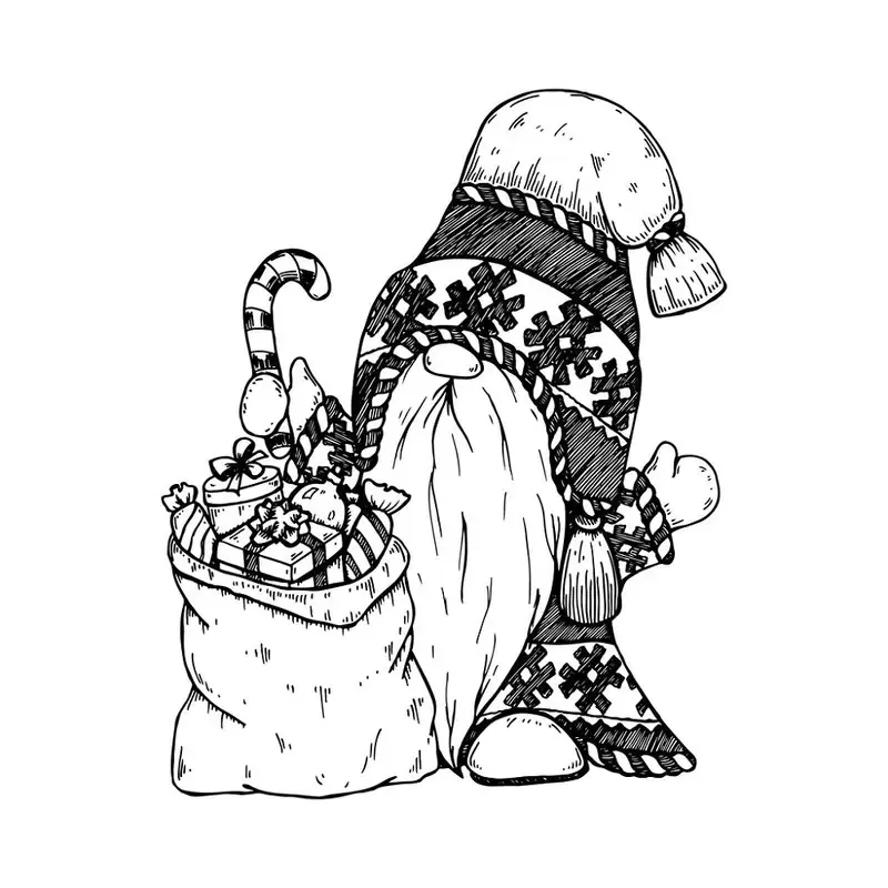 hand-drawn-christmas-gnome-fabric-panel-black Hand Drawn Christmas Gnome Fabric Panel – Black