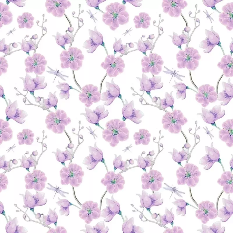 hand-drawn-elegant-purple-floral-fabric Hand Drawn Elegant Purple Floral Fabric