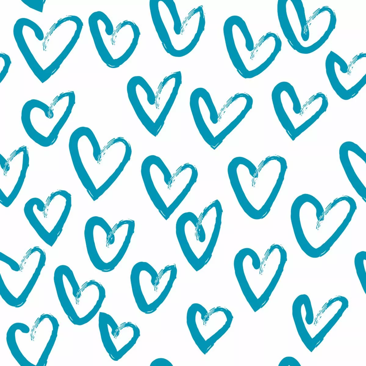 Hand Drawn Hearts Fabric – Cerulean Blue