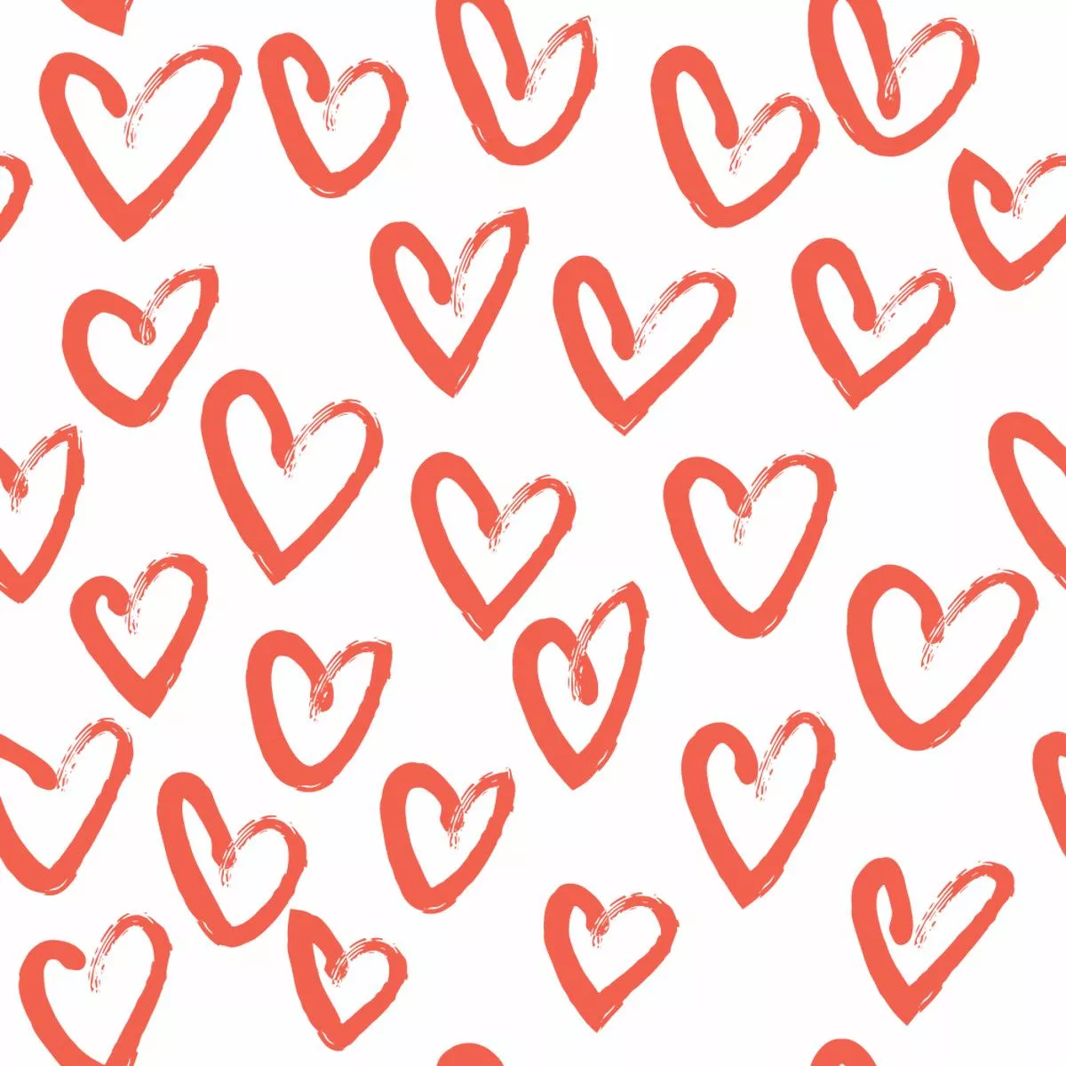Hand Drawn Hearts Fabric – Cinnabar