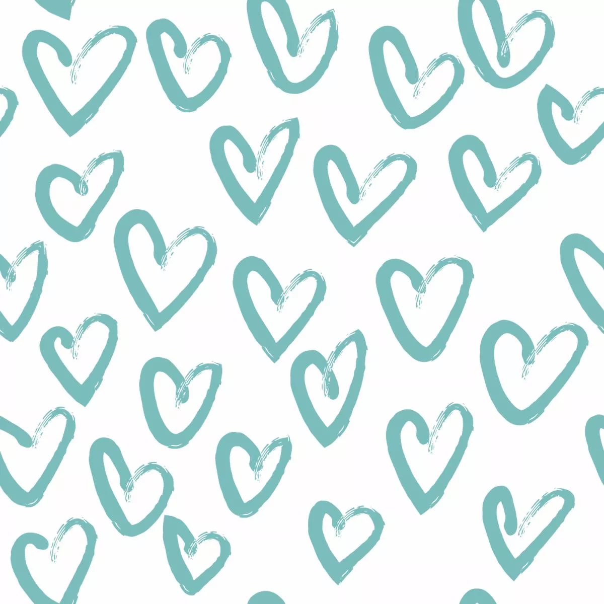 Hand Drawn Hearts Fabric – Cornflower