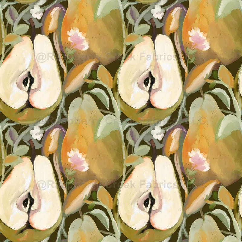hand-painted-botanical-oil-pattern-with-pears Hand-Painted Botanical Oil Pattern with Pears