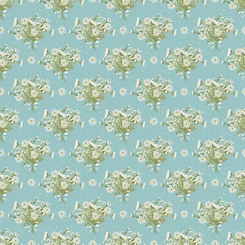 Hand Picked Daisy Bouquets Fabric – Blue