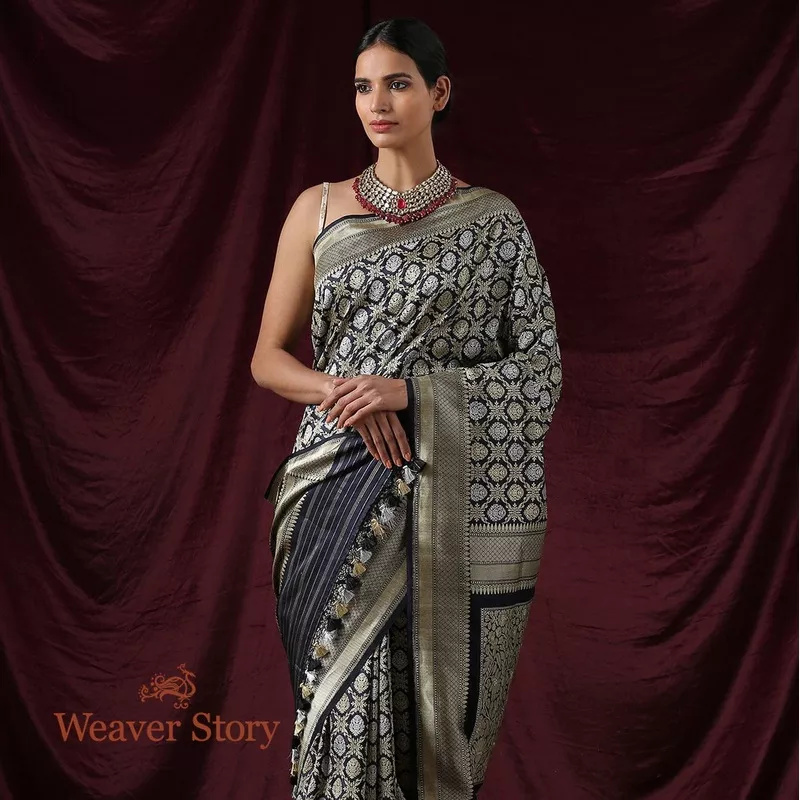 Handloom Blue Kadhwa Jangla Saree