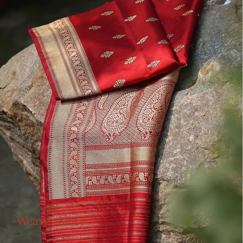 handloom-red-kadhwa-booti-dupatta Handloom Red Kadhwa Booti Dupatta