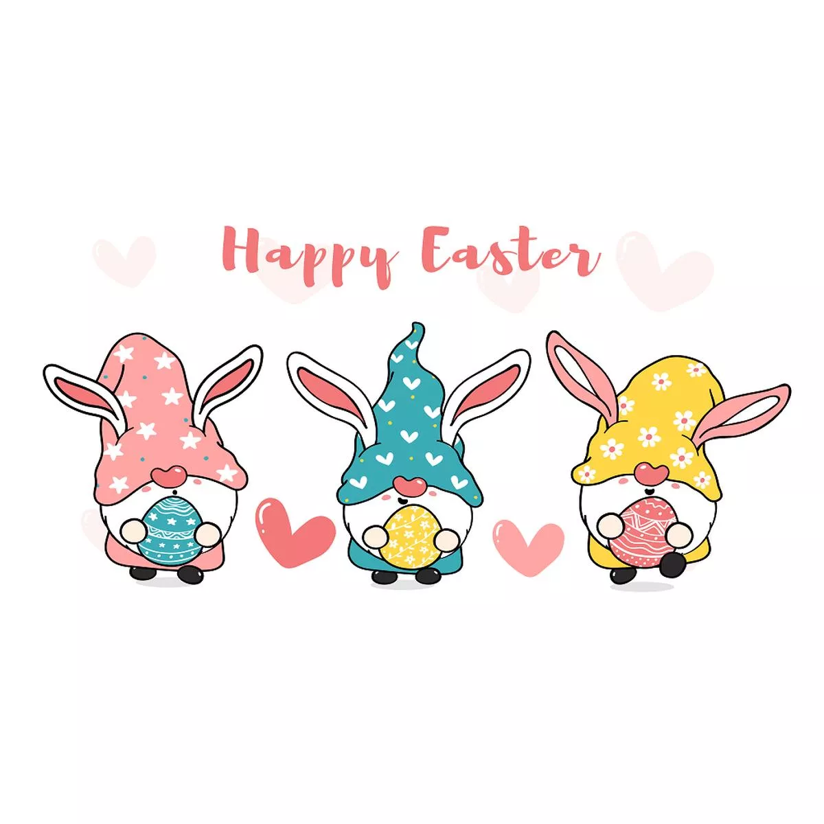 Happy Easter Gnomes Fabric Panel Variation 2