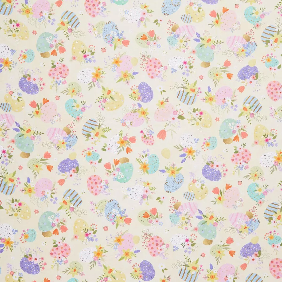 happy-easter-tossed-easter-eggs-flowers-cream-yardage Happy Easter – Tossed Easter Eggs, Flowers Cream Yardage