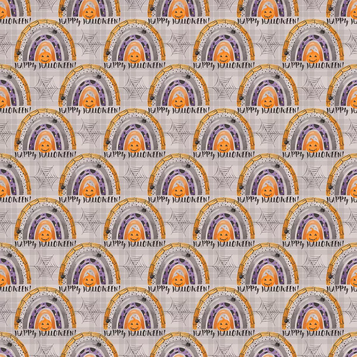 Happy Halloween Rainbow Fabric – Gray