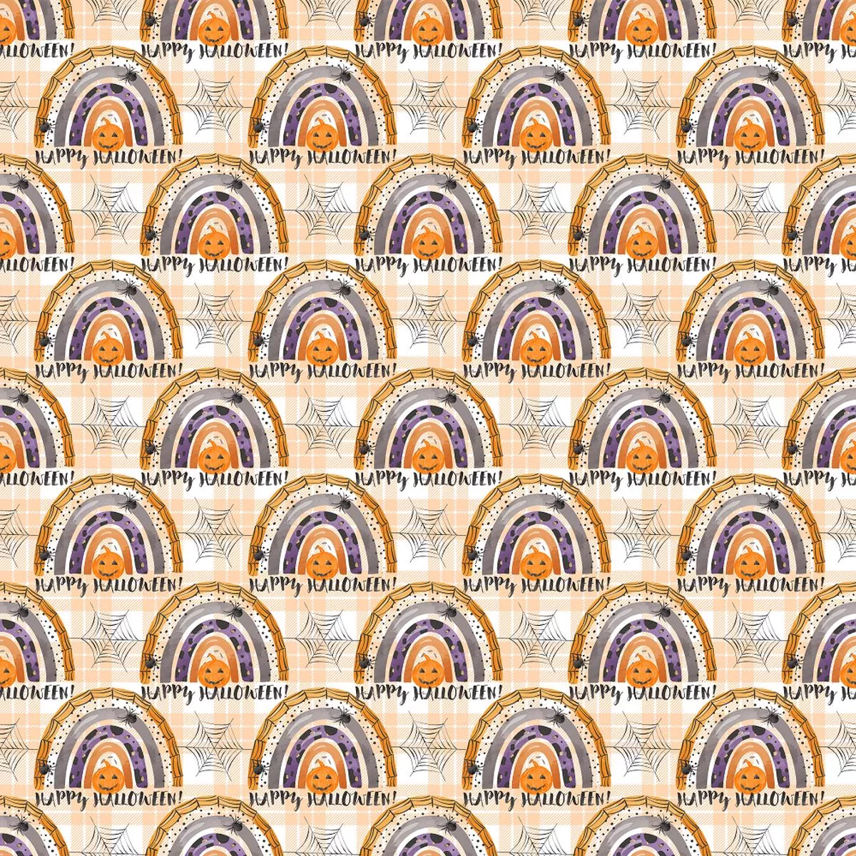 happy-halloween-rainbow-fabric-orange Happy Halloween Rainbow Fabric – Orange