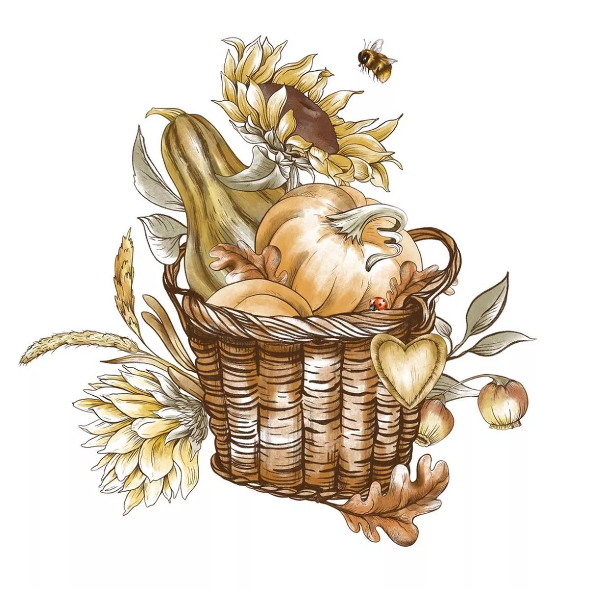 Harvest Wicker Basket Fabric Panel