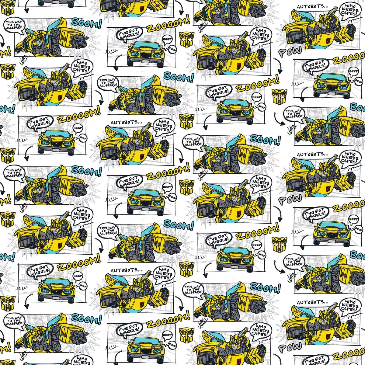 hasbro-transformers-comic-book-collage-fabric Hasbro Transformers Comic Book Collage Fabric