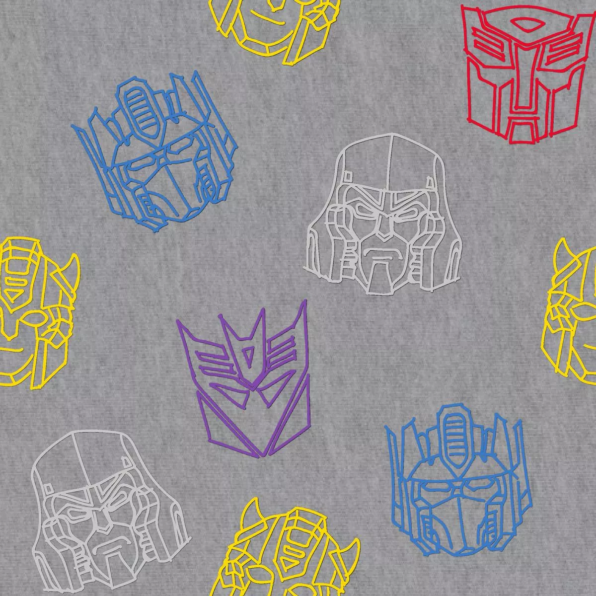 Hasbro Transformers Robot Icons on Gray Fabric
