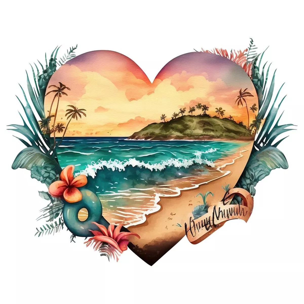 hawaii-beach-heart-6-fabric-panel Hawaii Beach Heart #6 Fabric Panel