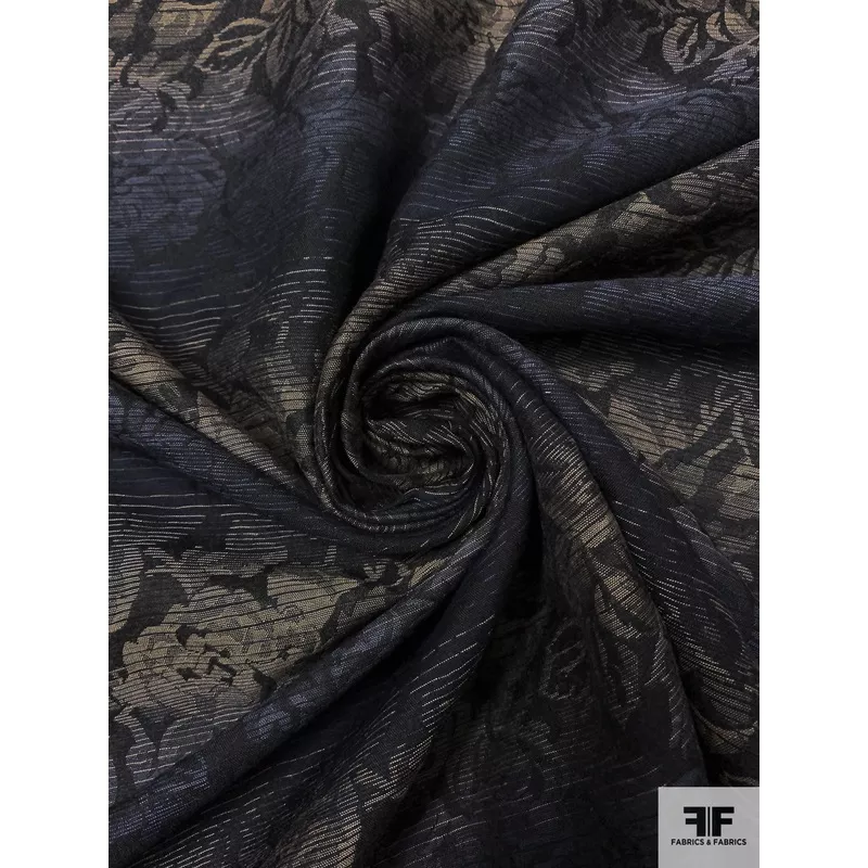 Hazy Floral Pattern Brocade – Navy / Khaki / Black