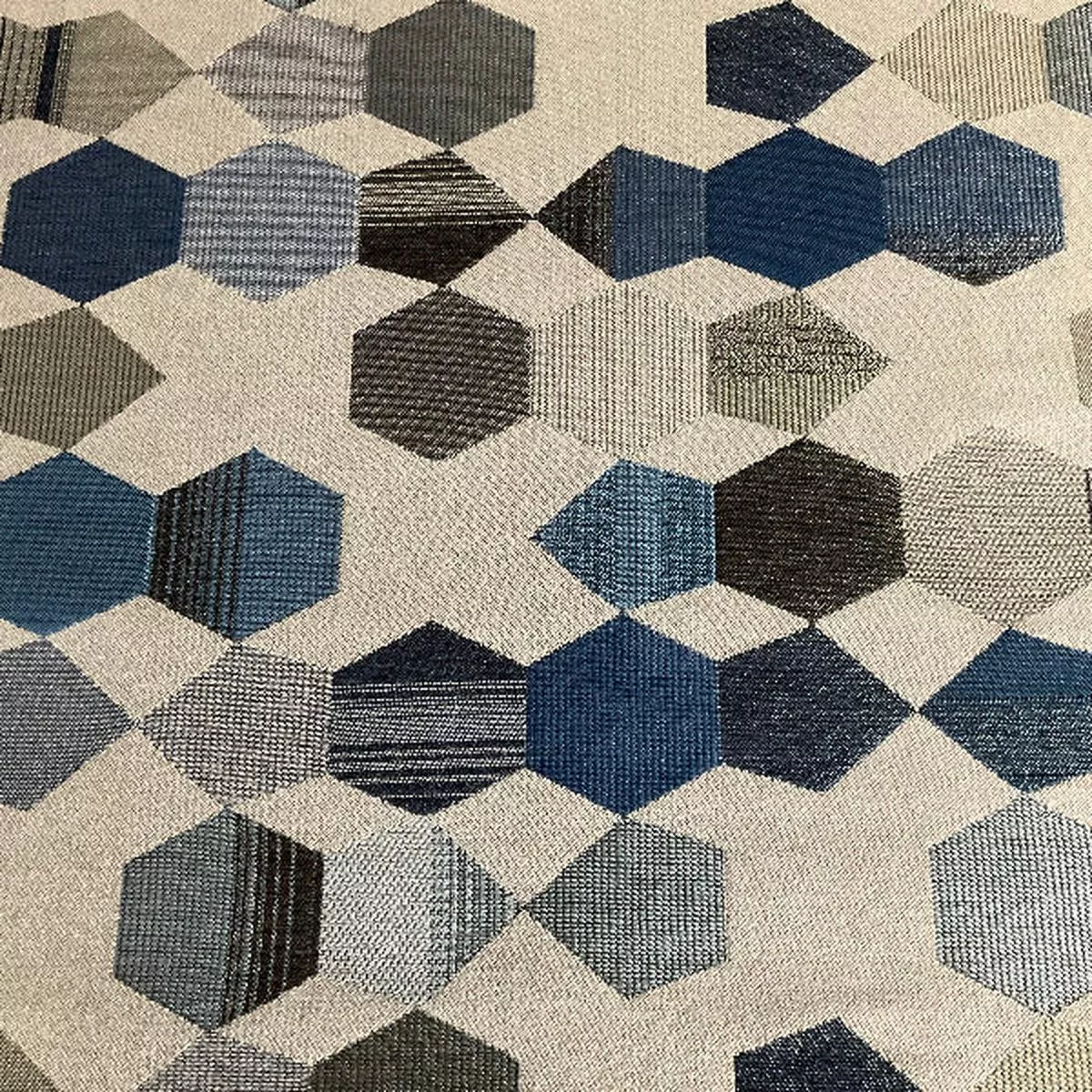 hbf-polygone-sapphire-blue-upholstery-fabric HBF Polygone Sapphire Blue Upholstery Fabric
