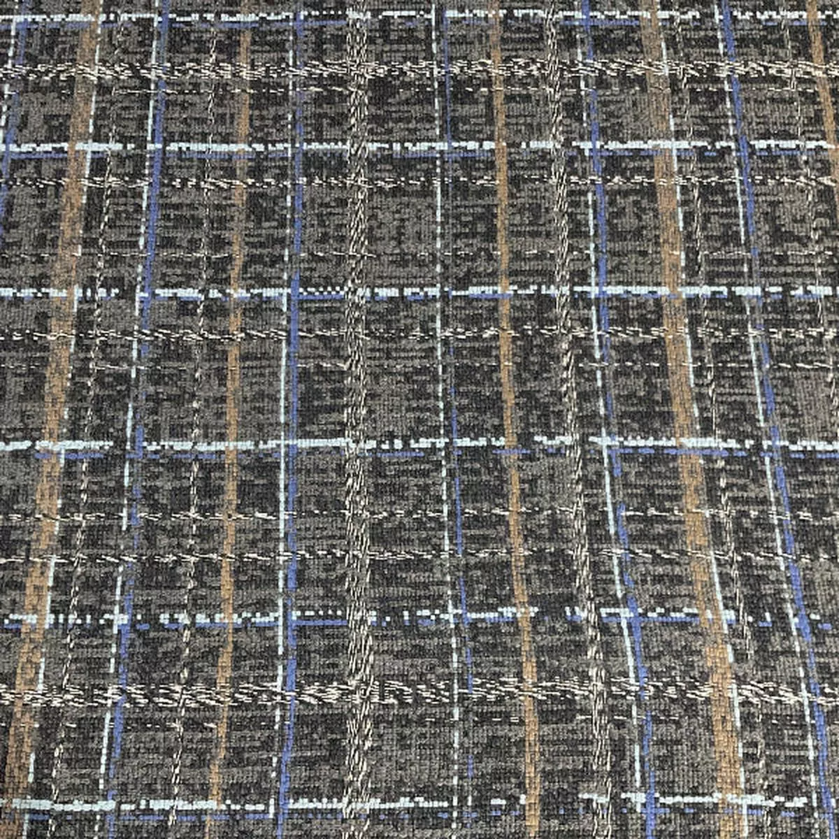 HBF Woven Memory Black Truffle Wool Upholstery Fabric