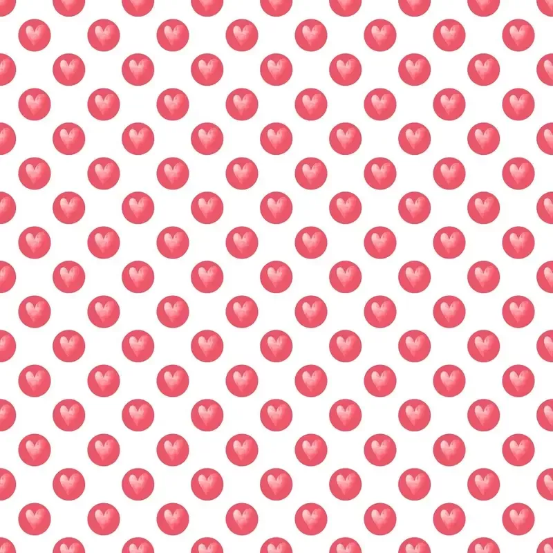Hearts and Circles Fabric – White