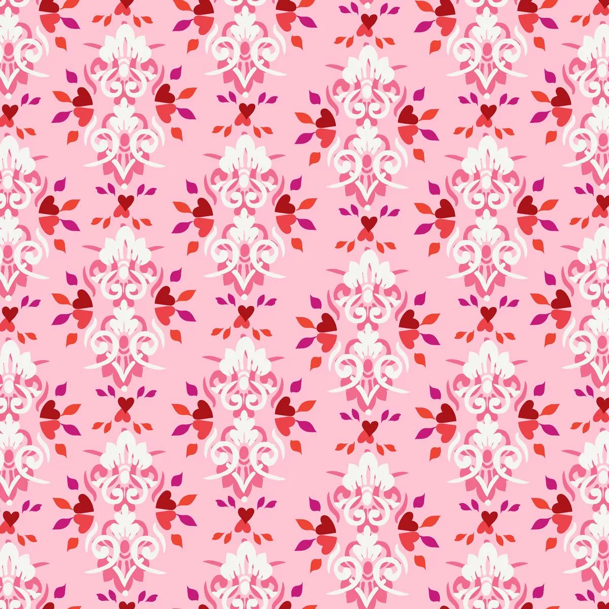Hearts A Fire on Blush Fabric