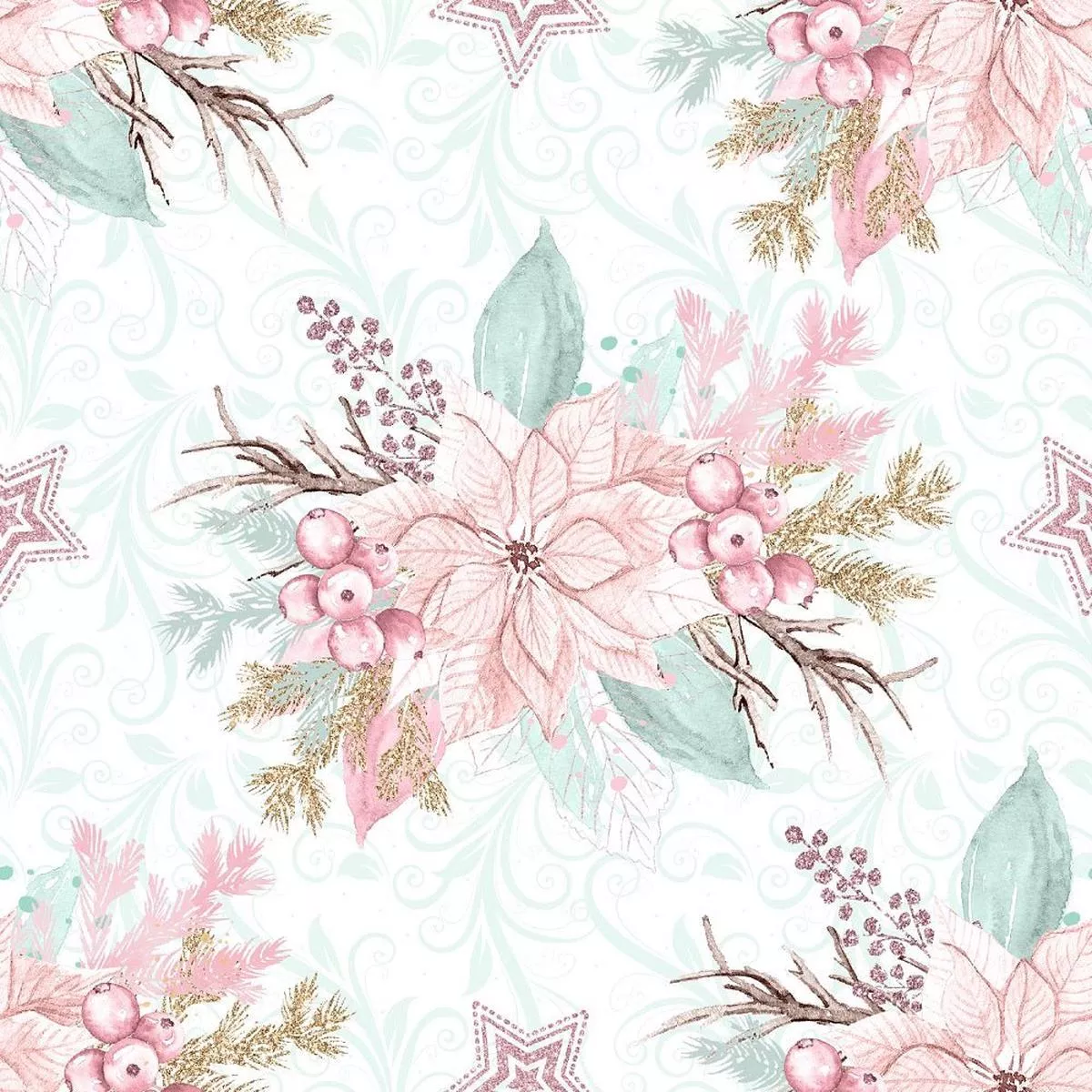 Hello Winter Pattern #1 Fabric – White