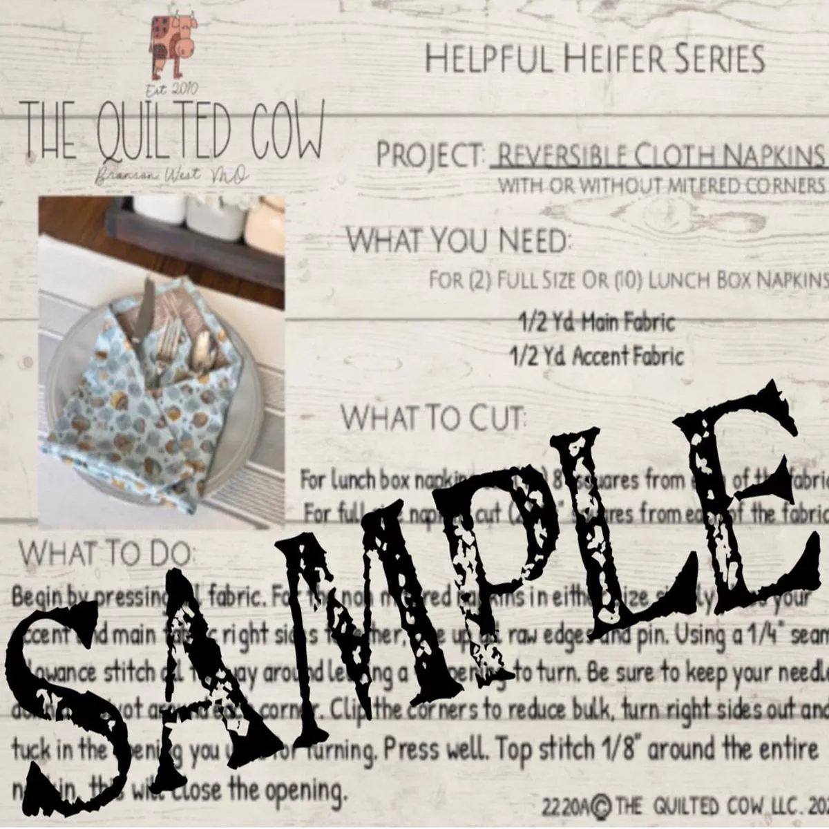Helpful Heifer Reversible Cloth Napkins