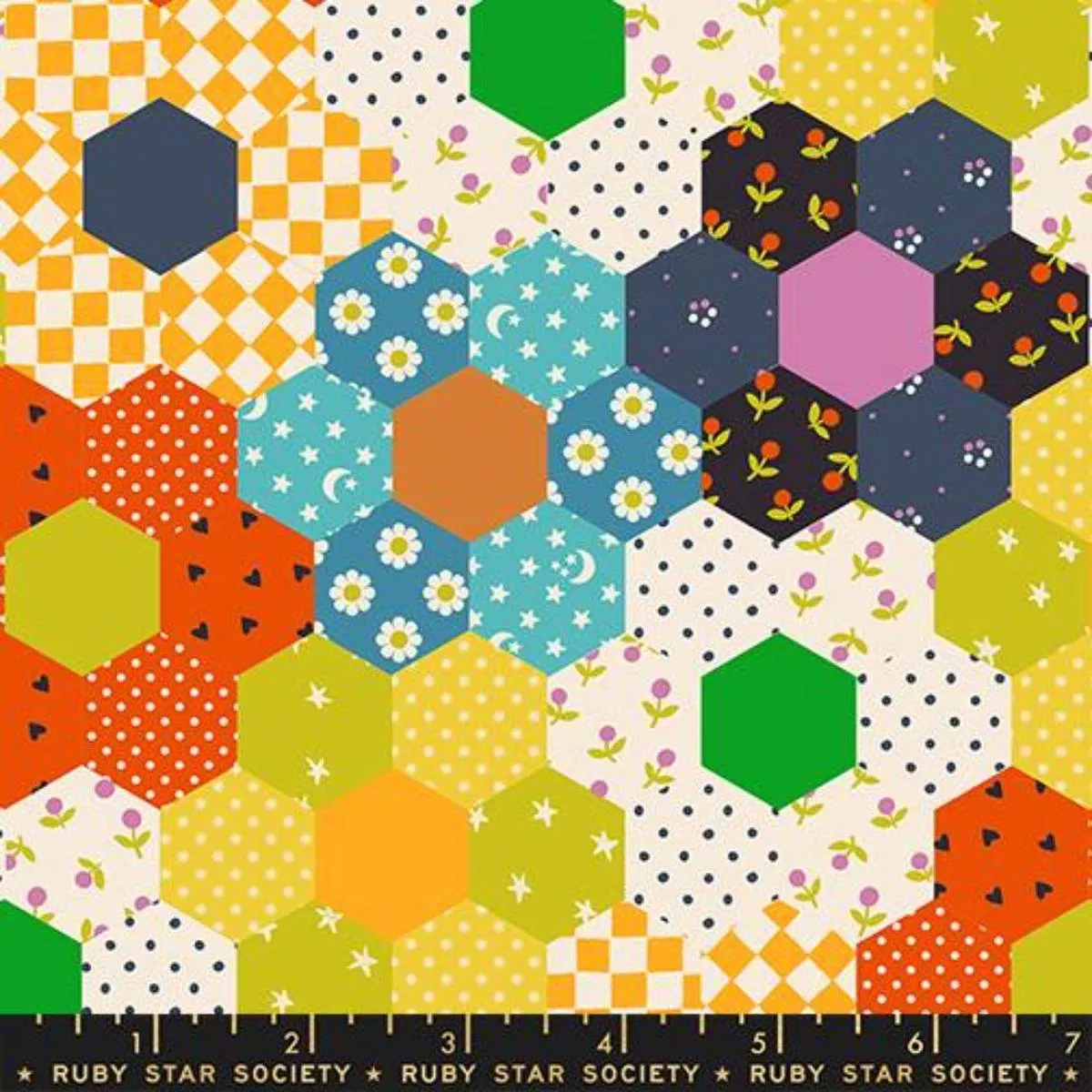Hexies Warm Red by Ruby Star Society