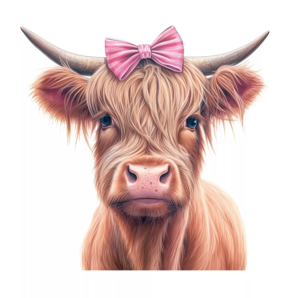 highland-cow-with-bow-1-fabric-panel Highland Cow With A Bow #1 Fabric Panel