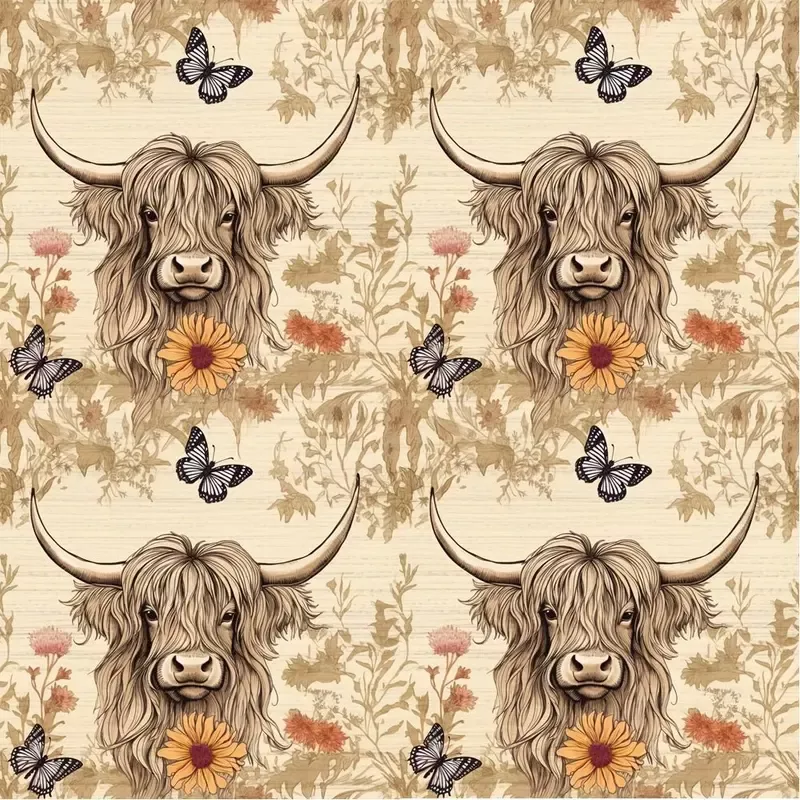 Highland Cows Pattern #15 Fabric