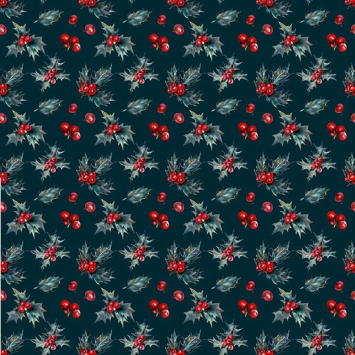 holly-berries-allover-fabric-navy-blue Holly Berries Allover Fabric – Navy Blue