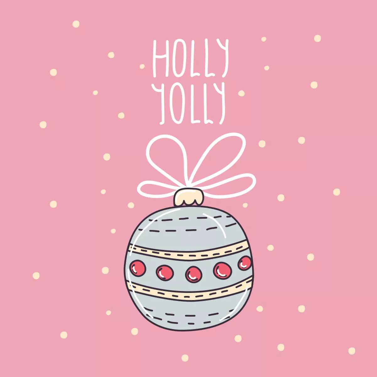 Holly Jolly Postcard Fabric Panel
