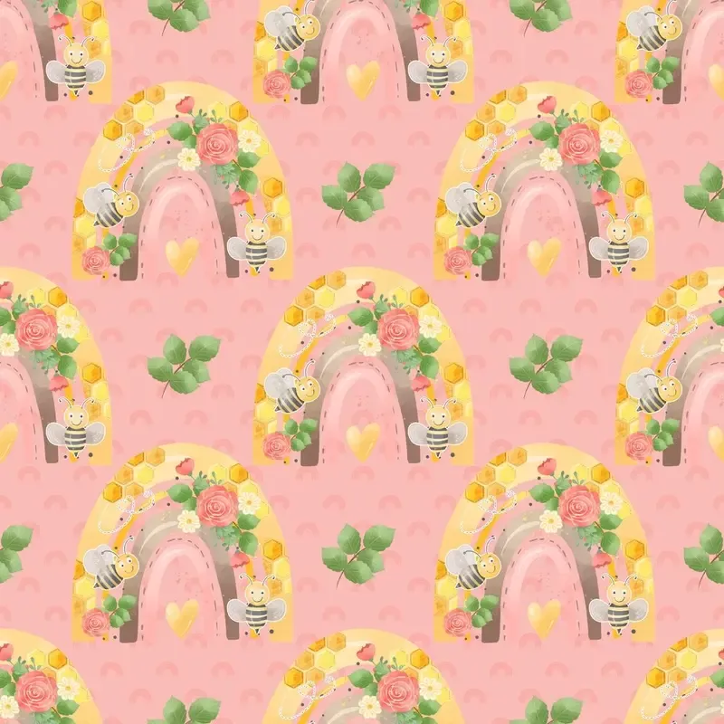 honey-bee-volume-2-rainbows-fabric-pink Honey Bee Volume 2 Rainbows Fabric – Pink