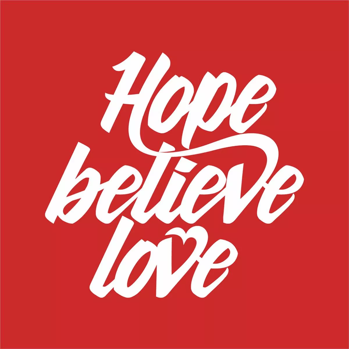 Hope Believe Love Fabric Panel – Red