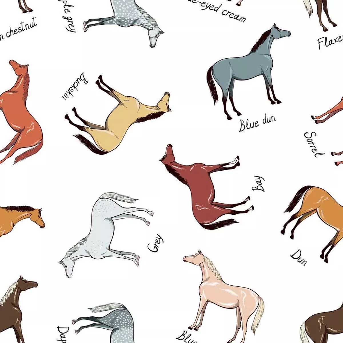 Horse Breeds Allover Fabric