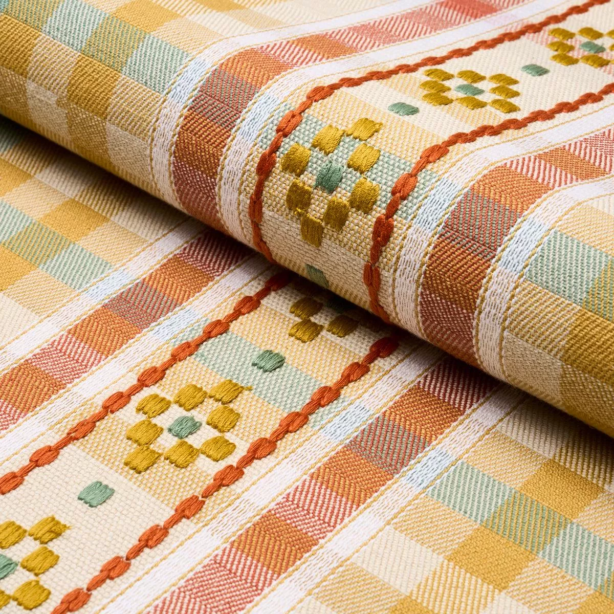 Hutton Hand Woven Check Ochre Fabric