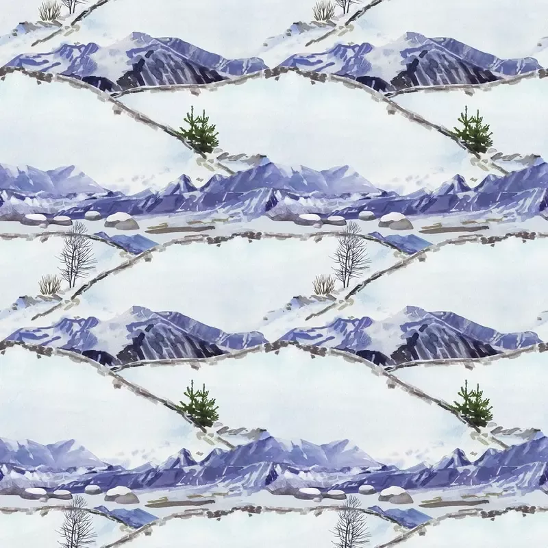 Ice Age Mountain River Fabric