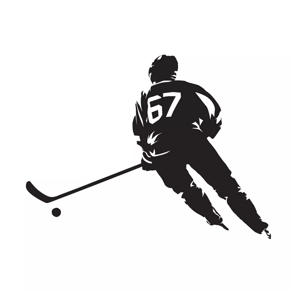 Ice Hockey Player & Puck Fabric Panel – Black