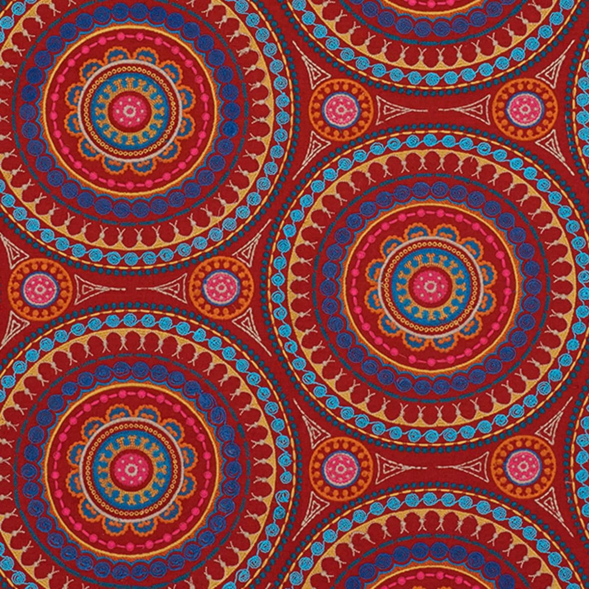 Idris Embroidery Red and Multi Fabric