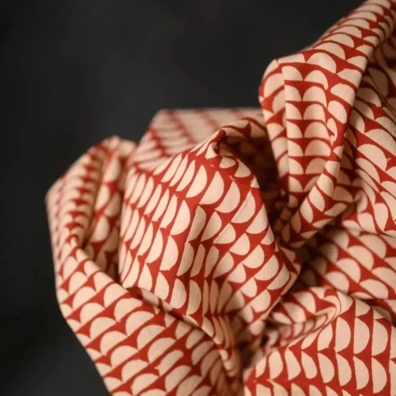 indian-cotton-hand-block-print-semi-circle-red Indian Cotton / Hand Block Print / Semi Circle Red